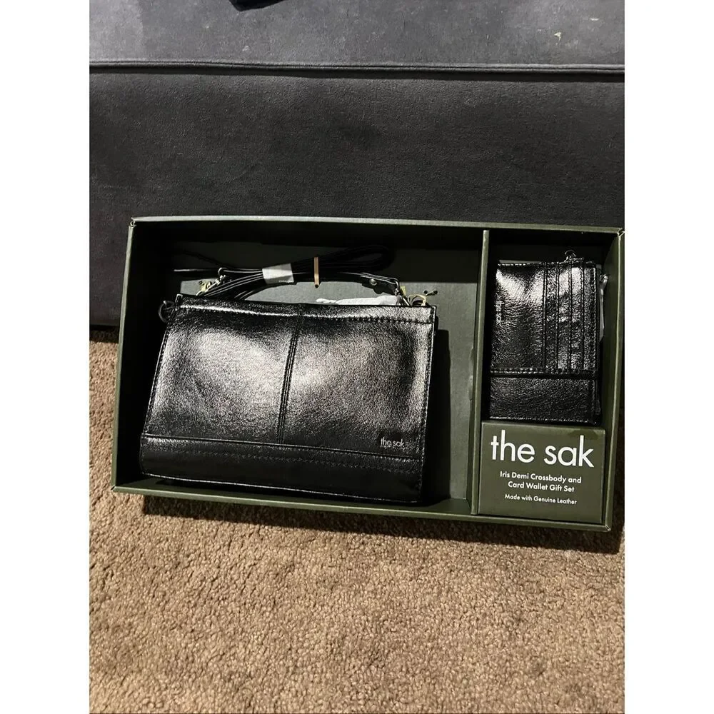 The Sak Iris Demi Crossbody & Card Wallet Gift Set Black Leather